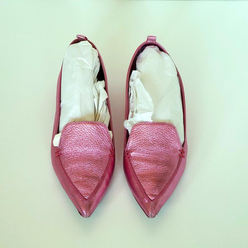 Nicholas Kirkwood Metallic Pink Beya Flats Sz 38/8